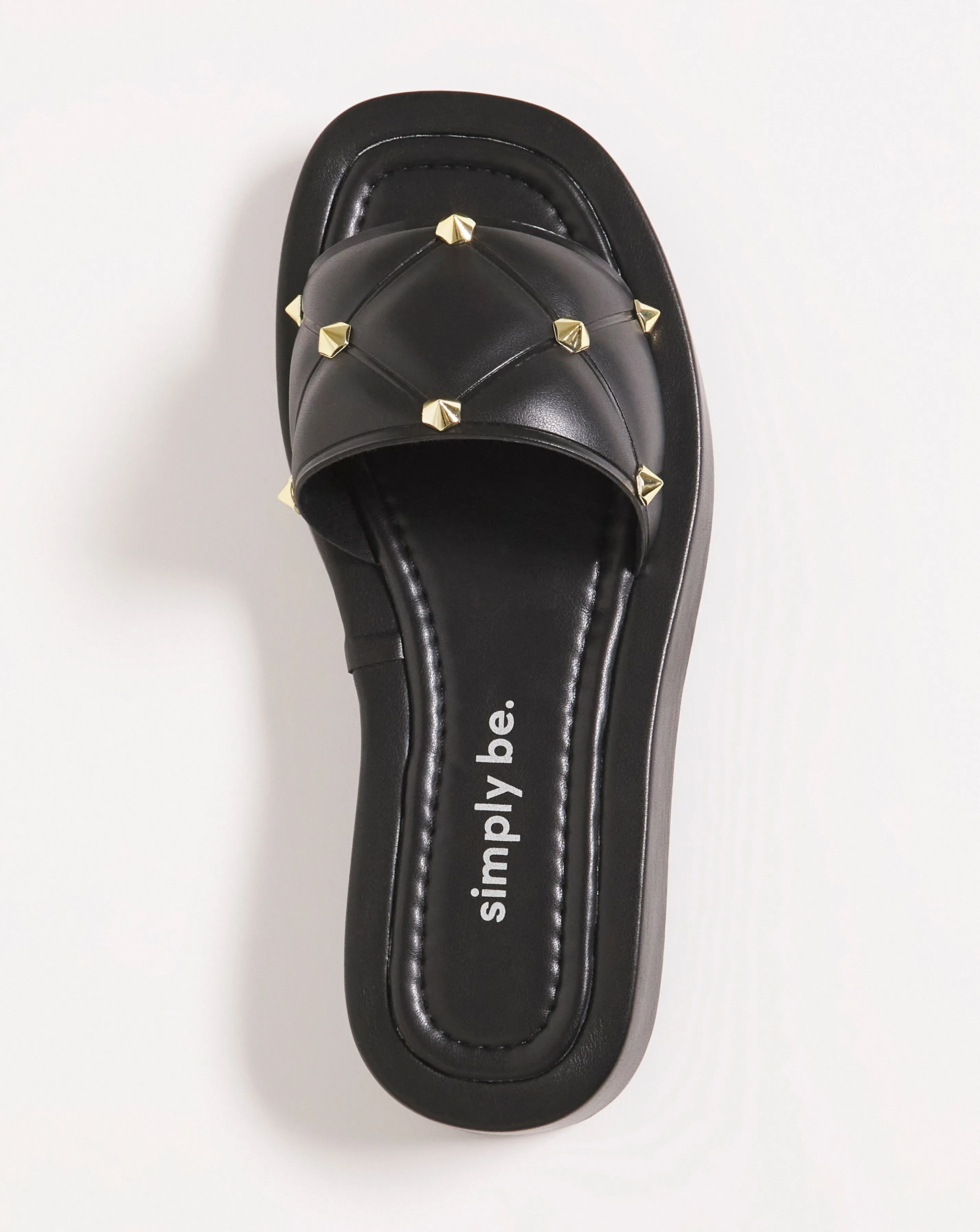 Belle Quilted Studded Mule Sandals Extra Wide EEE Fit Simply Comfort | Simply Be