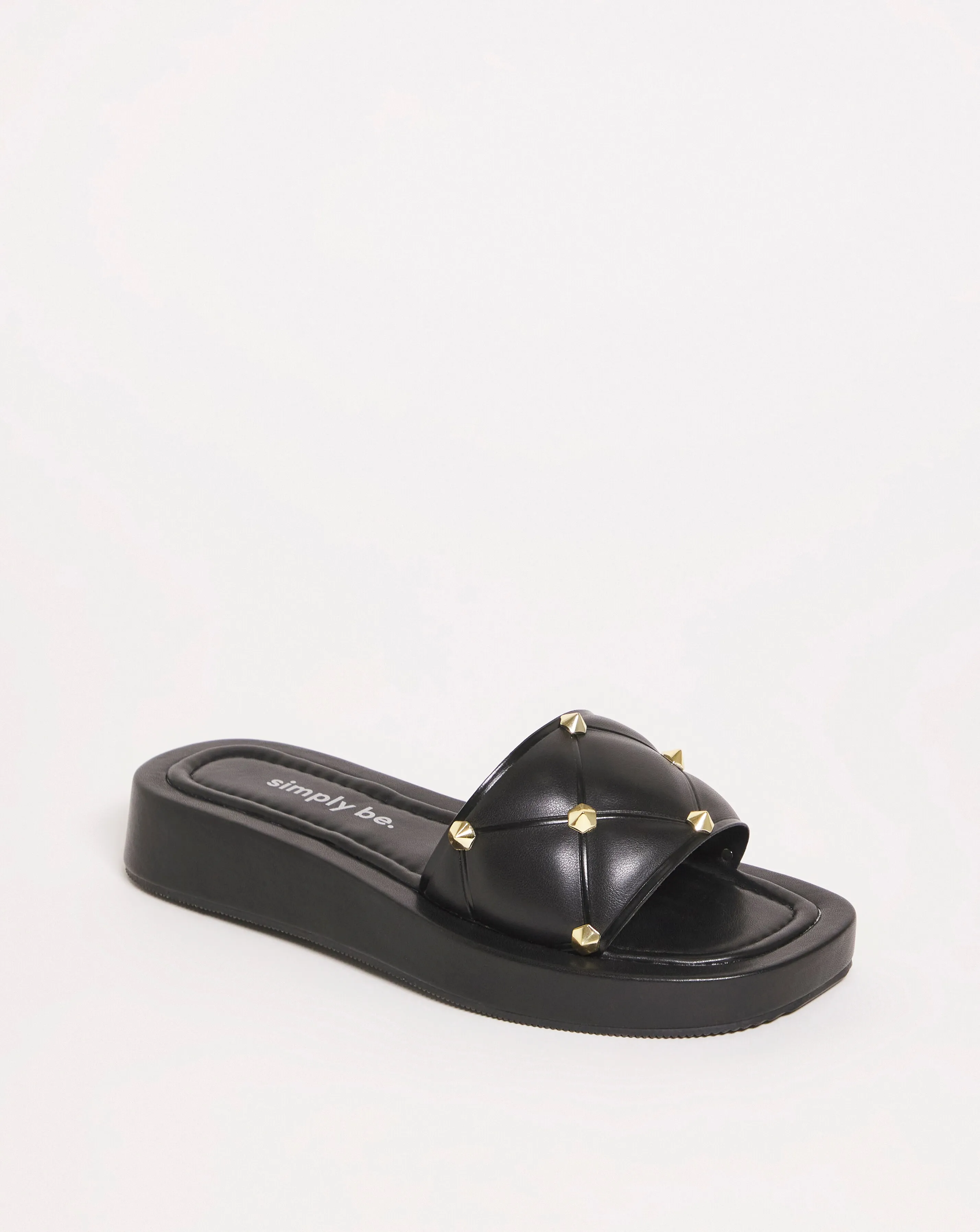 Belle Quilted Studded Mule Sandals Extra Wide EEE Fit Simply Comfort | Simply Be
