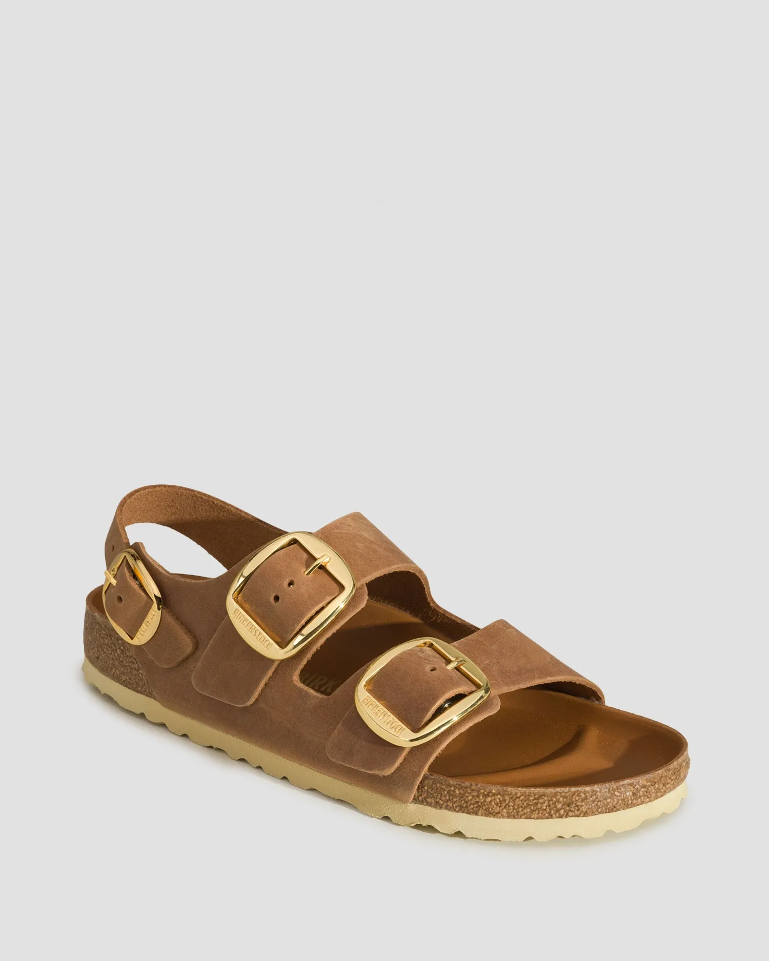 Women's brown sandals Birkenstock Milano Big Buckle Oiled Leather 1024067-cognac