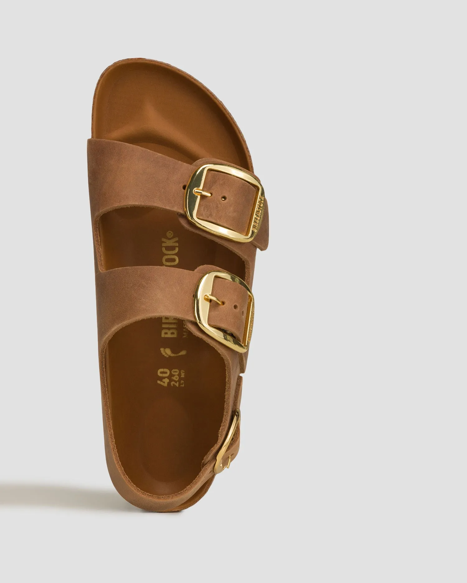 Women's brown sandals Birkenstock Milano Big Buckle Oiled Leather 1024067-cognac
