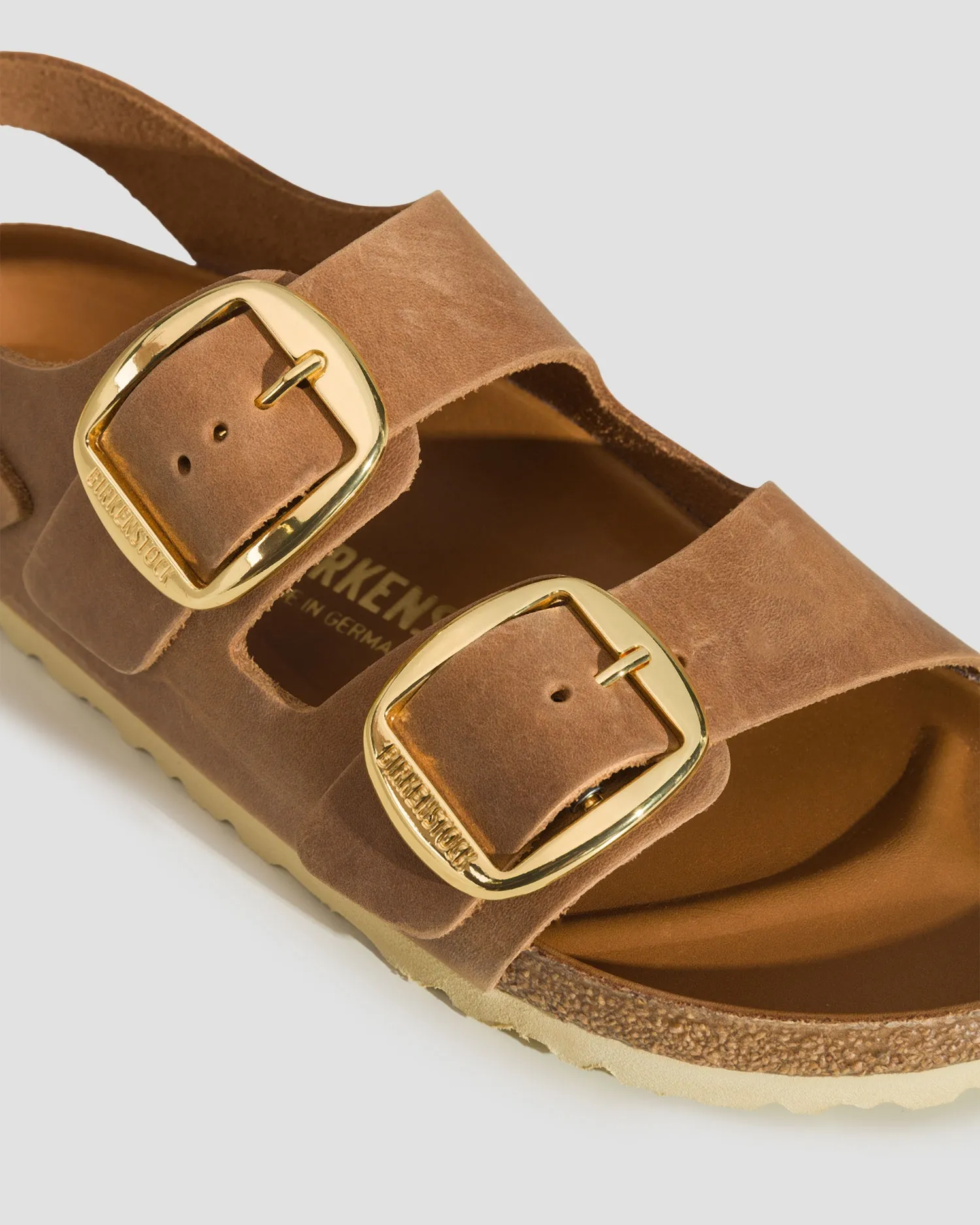Women's brown sandals Birkenstock Milano Big Buckle Oiled Leather 1024067-cognac